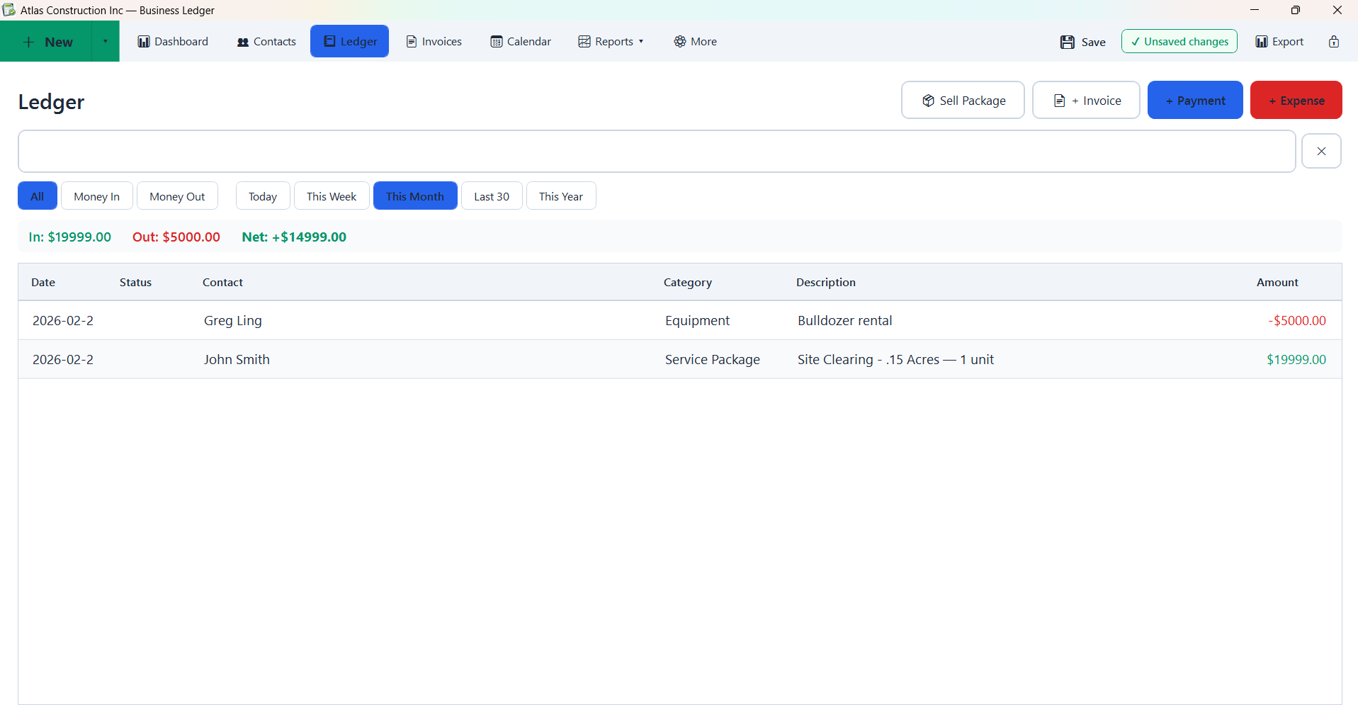 Business Ledger - Payment Tracking