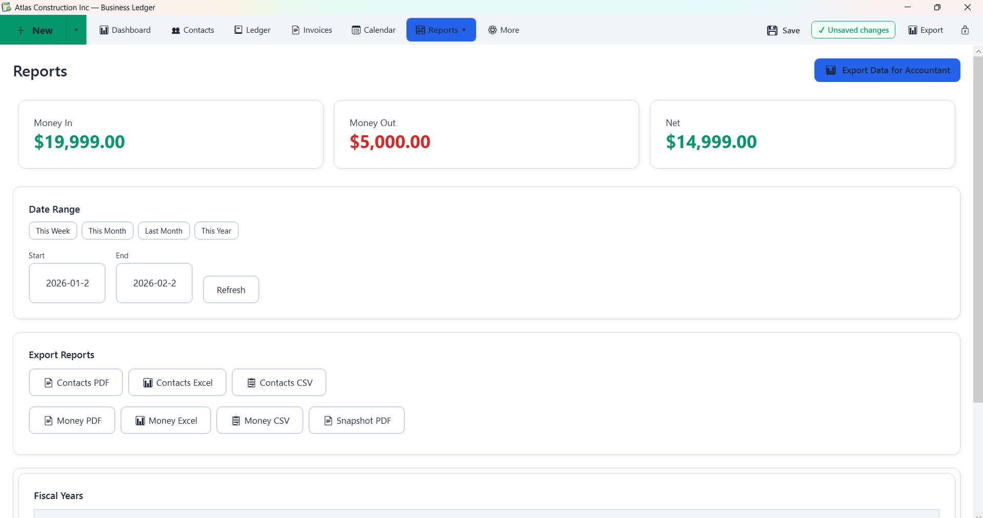 Business Ledger - Settings