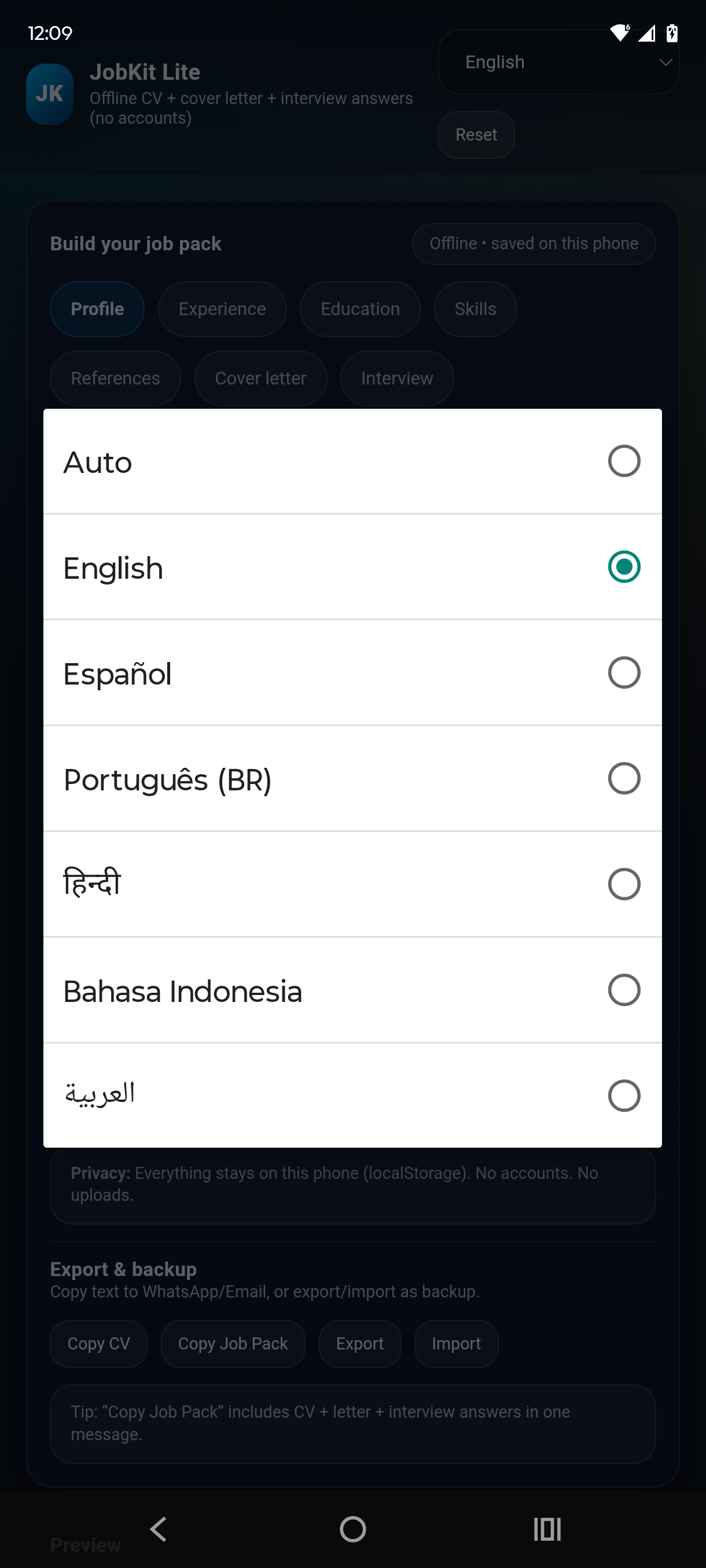 JobKit Lite - Multi-language Selector