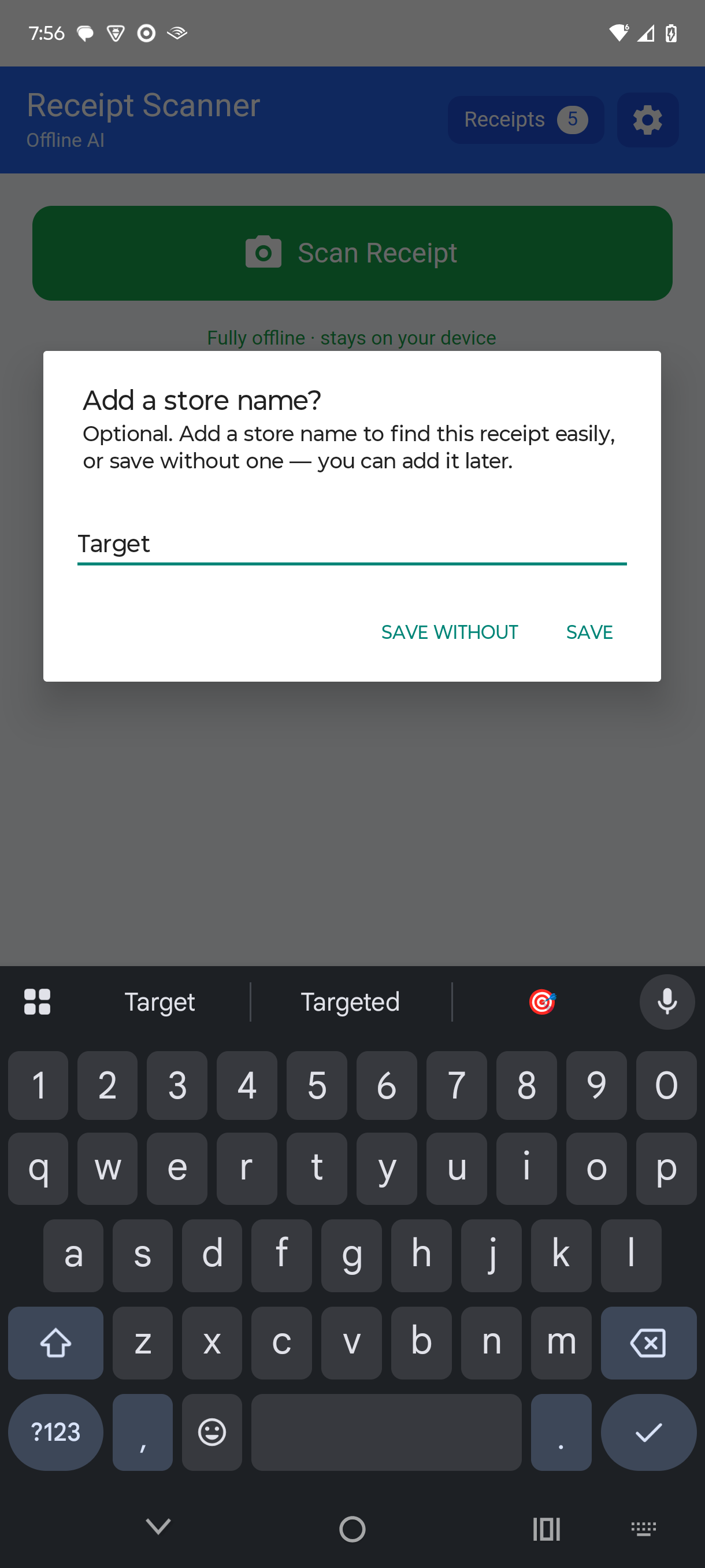 Receipt Scanner OCR result