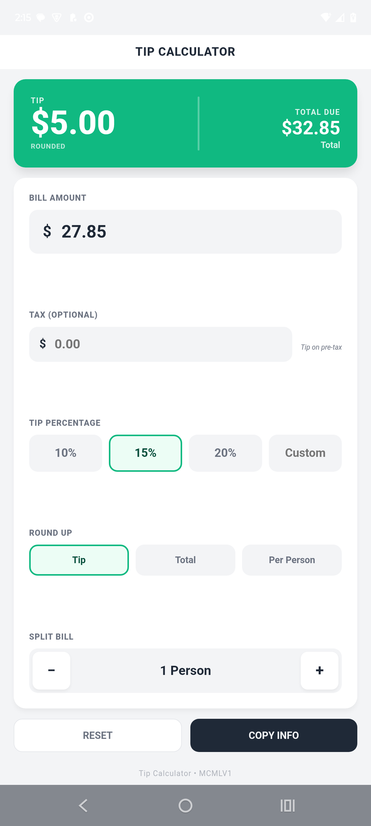 Tip Calculator split bill