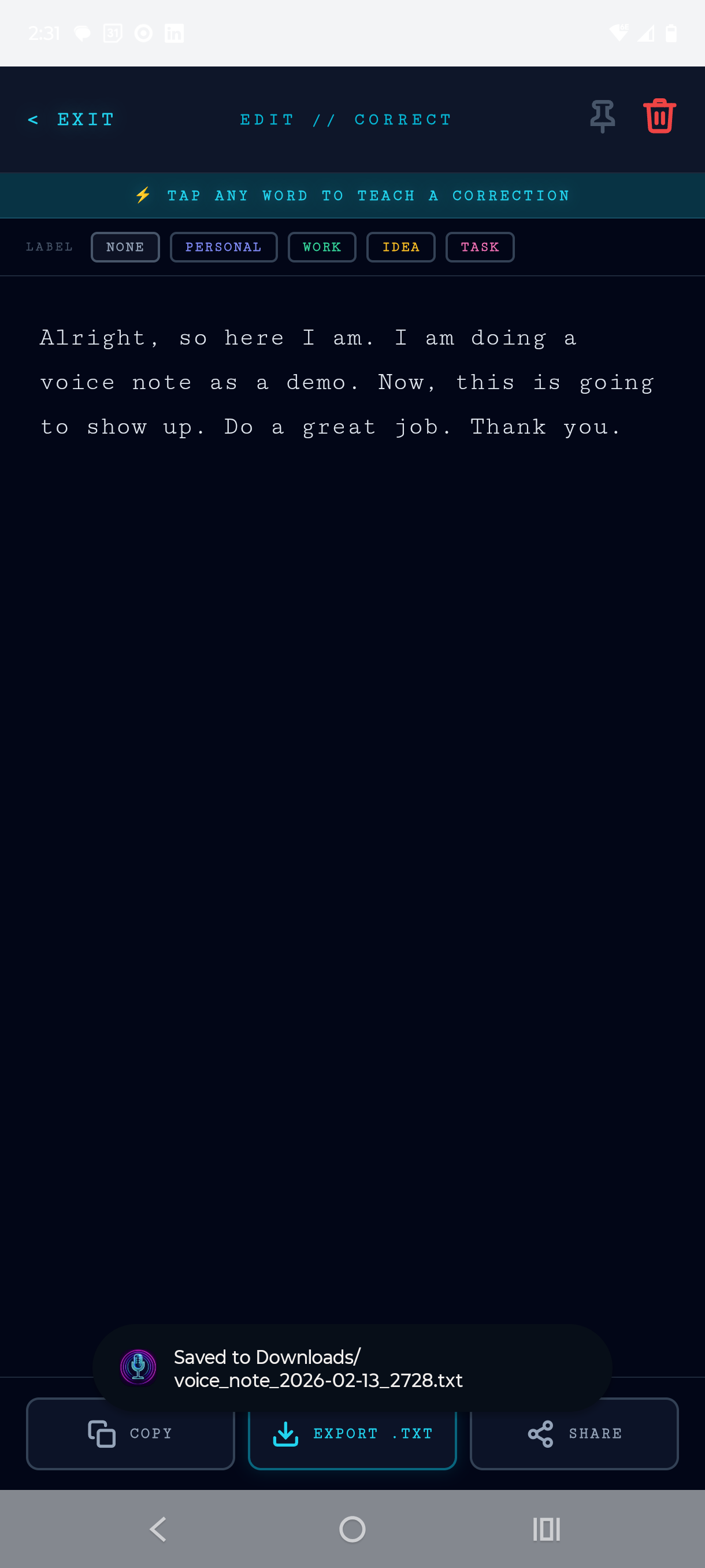 Voice To Text - Note Detail